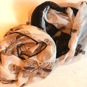 Skull and cross silk scarves